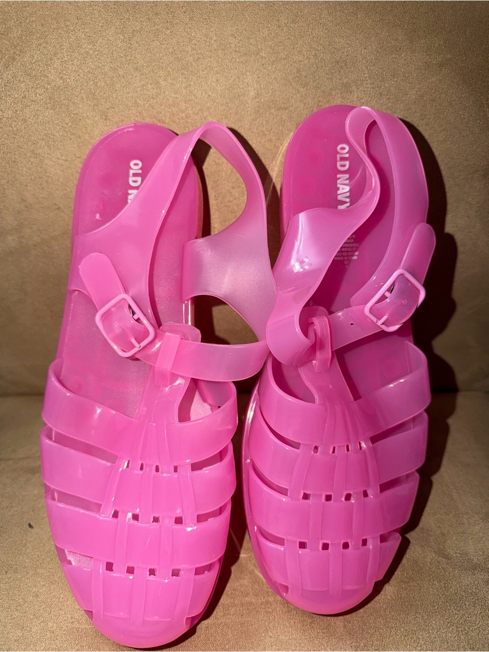 Old Navy Hot Pink Jelly Sandals with Buckle Strap